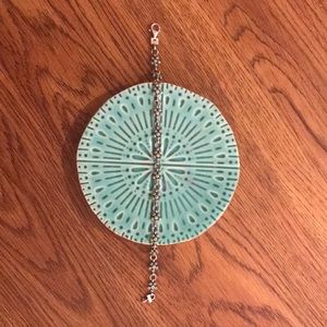 Sterling Silver Turquoise & Coral Flower Bracelet